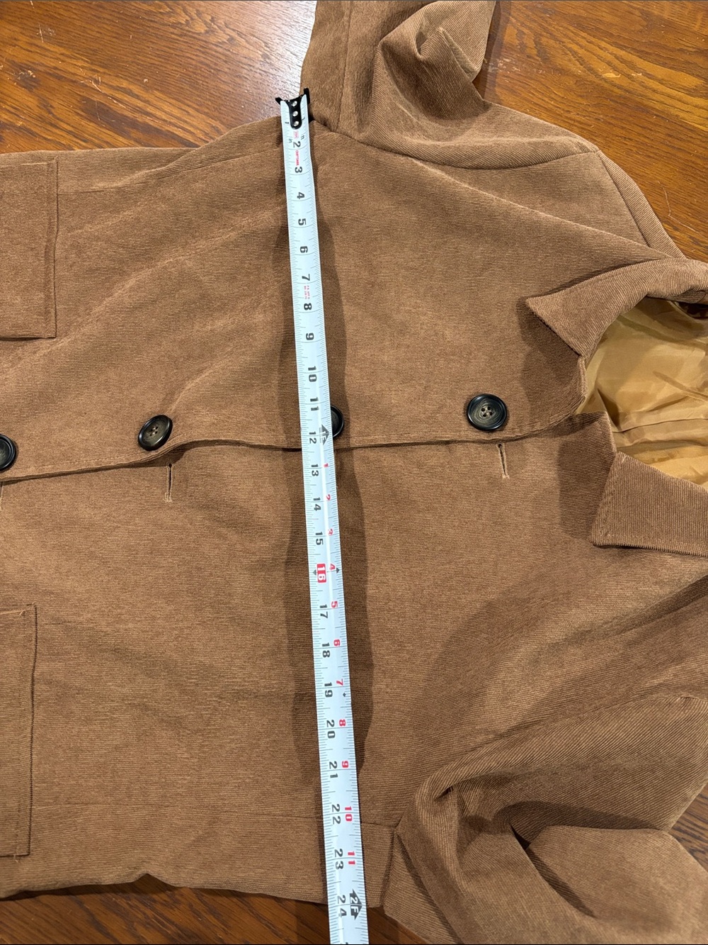 Marino Men’s Brown Classic Button-Front Pea Coat - Picture 3 of 6
